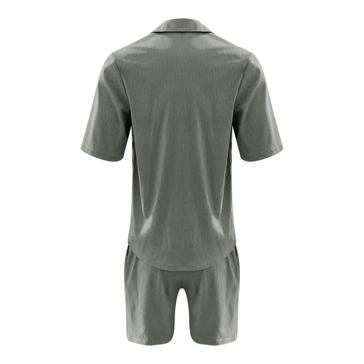 Men Sets Summer Casual Short-sleeved Shirt Shorts Fashion Striped Suit Male Two-piece Set Tracksuit Ropa Para Hombre