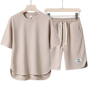 2025 Summer Sets Men Fashion Short Sleeve Shirt/Shorts Two-piece Mens Streetwear Loose Hollow Out Set Mens Short Sets M-4XL TZ16