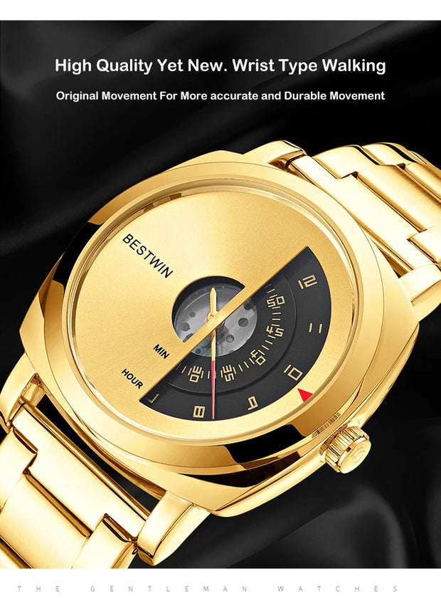 UTHAI Men's Quartz Watch Fashion Leisure Business Watch Waterproof Personalized Pointer Alloy Steel Band Watch