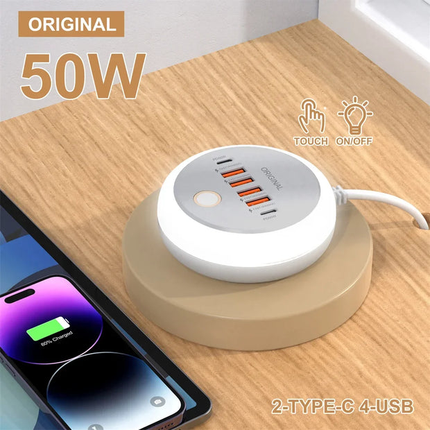 50W Power Strip Multi Port USB C Socket