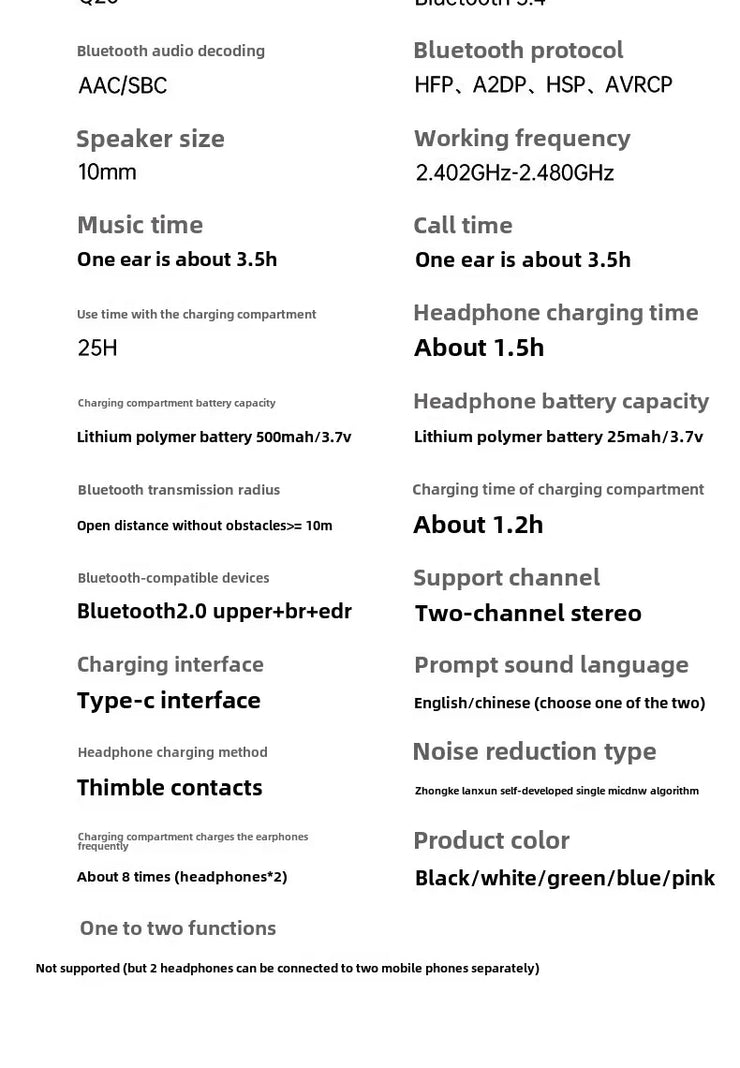 Wireless Bluetooth-compatible Earphones Intelligent Touch Color LCD Screen TWS Earbuds HIFI Noise Reduction Stereo Earphones