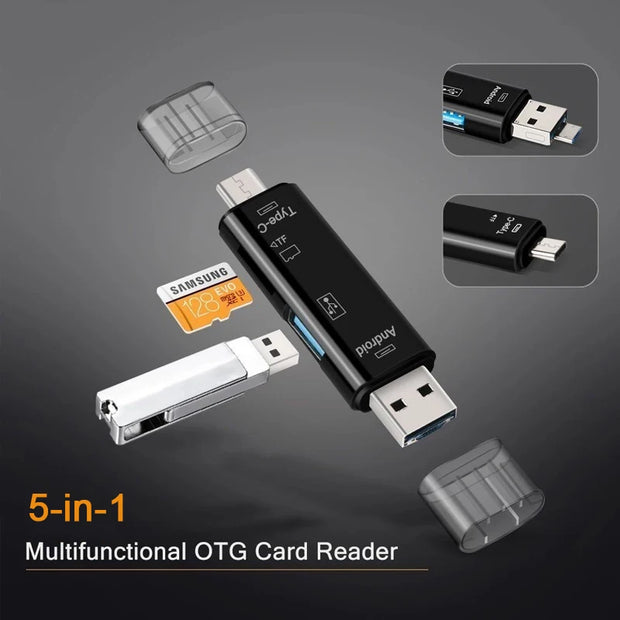 5 in 1 Multifunction Usb 2.0 Type C/Usb /Micro Usb/Tf/SD Adapter