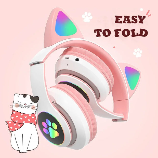 New Flash Lamp Cute Cat Ears Headphone