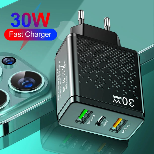 3 Ports 30W USB C Charger