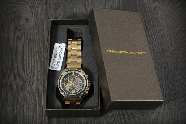 2024 Stainless Steel Skeleton Mechanical Watch Male Automatic Movement Man Wrist Watches Waterproof High End Luxury reloj hombre