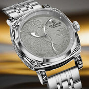 GLENAW  Mechanical Wristwatch Watches Men Surfing Sailboat Pointer Luminous Transparent Skeleton Mechanical Leather Male Clock
