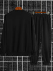 Men's Autumn and Winter Set With Future Print Casual Long Sleeve Pants Two-pieces Suit Comfortable Sportswear Suit Crew Neck