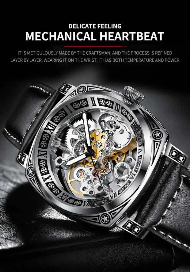 Authentic Brand Carved Watches Fully Automatic men watches Hollowed Fashion Mechanical Watches luxury MAN WATCH Reloj Hombre