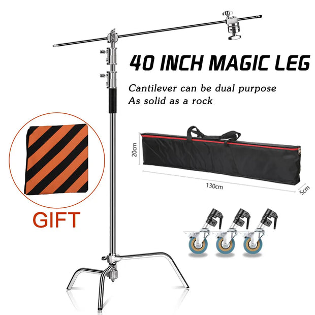 2.6M/8.5FT Stainless Steel Century Foldable Light Stand Tripod