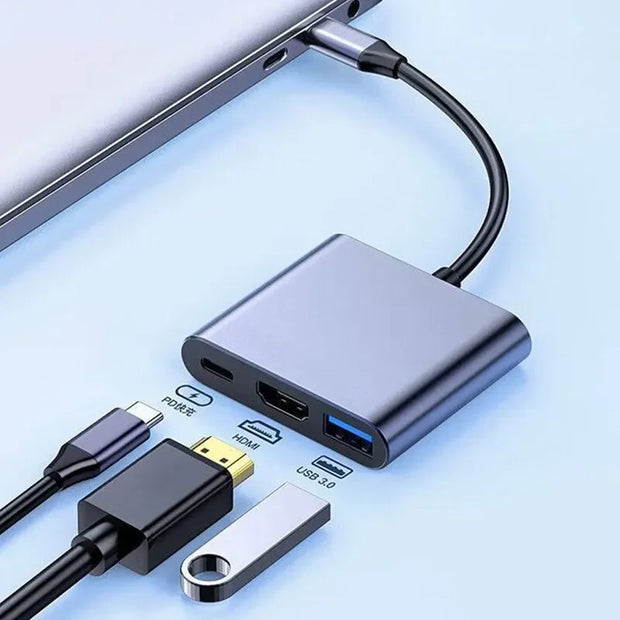 USB C HUB 3in1 Type C 3.0 to HDMI-compatible Docking Station PD Fast Charge