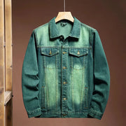 Fashion high-end American casual MEN'S denim jacket High Street trendy brand retro loose large-sized washing workwear top