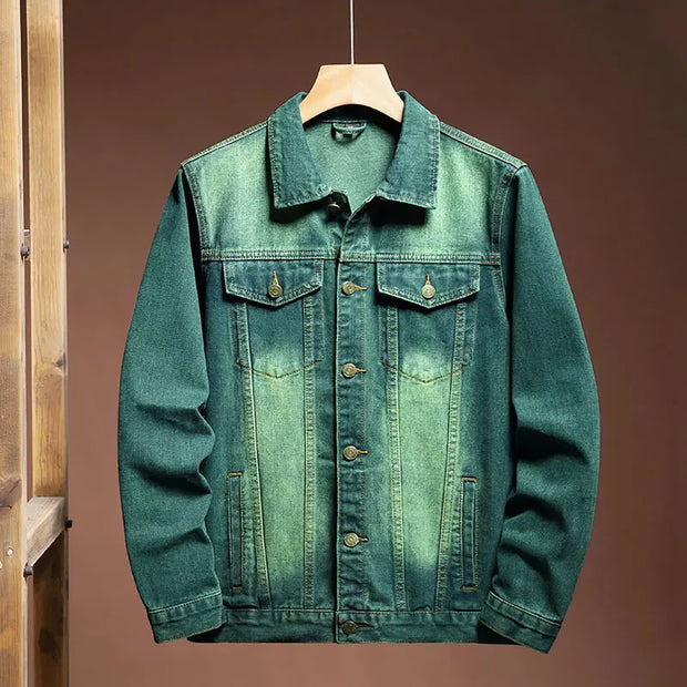 Fashion high-end American casual MEN'S denim jacket High Street trendy brand retro loose large-sized washing workwear top