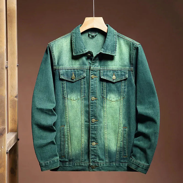 Fashion high-end American casual MEN'S denim jacket High Street trendy brand retro loose large-sized washing workwear top