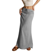 Summer Vacation Women's Summer Maxi Skirt Drawstring Low Waist A Line Casual Skirts Bodycon Long Skirt Beach Women's clothing