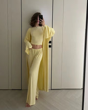 Women's clothing 2025 New summer new casual long cardigan long sleeve top high waist trousers fashion suit for club clothing