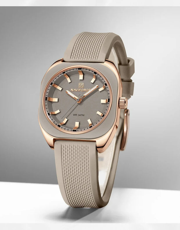 NAVIFORCE Fashion Women's Watch Casual Elegant Simple Polygon Quartz Silicone Watch Gift for Women Wristwatch Relogio Feminino