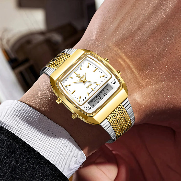 New Fashion Golden Steel Strap Quartz Sport Watch