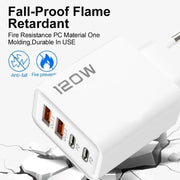 PD 120W 4 Ports USB C Charger Quick Charge