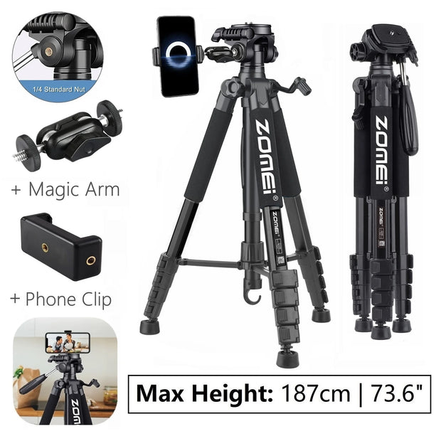 187cm/73.6in Tall Zomei Aluminum Alloy Portable Tripod