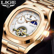 LIGE Classic Retro Men Watch Fashion Business Men's Mechanical Wristwatches Top Brand Luxury Waterproof Automatic Watch For Men
