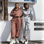 Women Sports Two Piece Sets Hoodie Trousers Solid Color Hooded Pants Outfits Sweatshirt Suit 2024 Autumn Winter Tracksuit