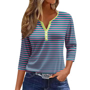 Tops For Women Women'S T Shirt Tee Print Button 3/4 Sleeve Daily Weekend Fashion Basic V Neck Regular Top Ropa De Mujer New