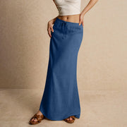 Summer Vacation Women's Summer Maxi Skirt Drawstring Low Waist A Line Casual Skirts Bodycon Long Skirt Beach Women's clothing