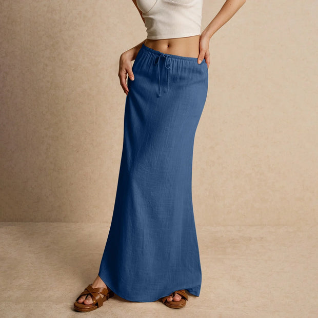 Summer Vacation Women's Summer Maxi Skirt Drawstring Low Waist A Line Casual Skirts Bodycon Long Skirt Beach Women's clothing