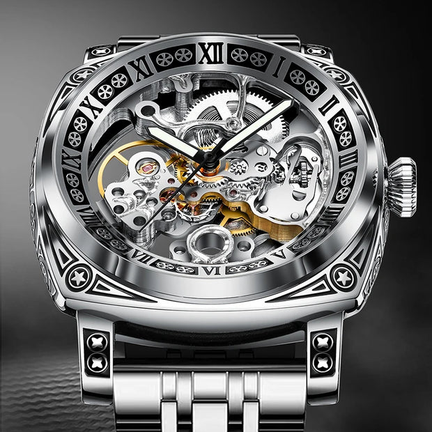 Authentic Brand Carved Watches Fully Automatic men watches Hollowed Fashion Mechanical Watches luxury MAN WATCH Reloj Hombre