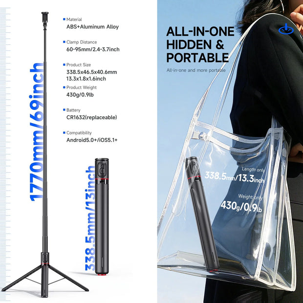 Auto Open Selfie Stick Tripod