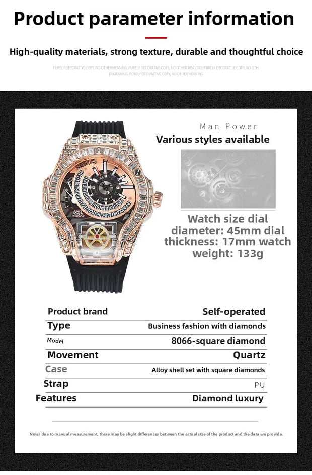 2025 New, Quartz Watch, Square Watch Fashion Business Large Dial Men's Watch