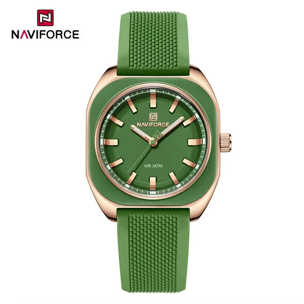 NAVIFORCE Fashion Women's Watch Casual Elegant Simple Polygon Quartz Silicone Watch Gift for Women Wristwatch Relogio Feminino
