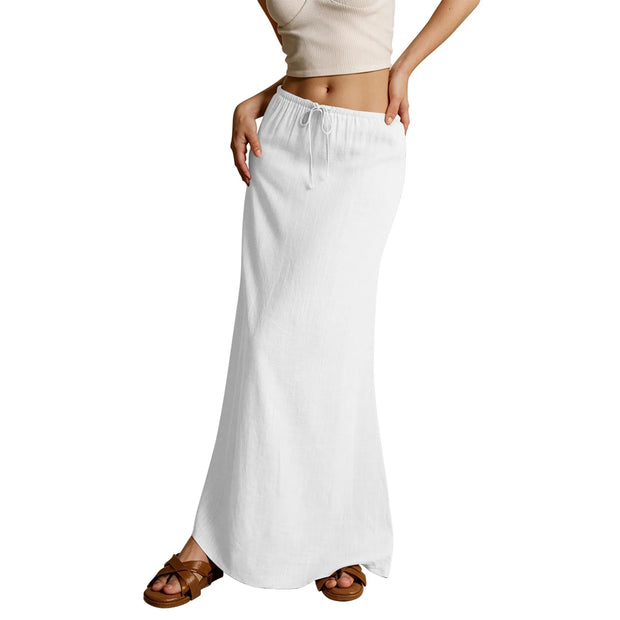 Summer Vacation Women's Summer Maxi Skirt Drawstring Low Waist A Line Casual Skirts Bodycon Long Skirt Beach Women's clothing