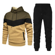 Men's Sets, Sportswear, Fashion and Leisure Spring and Fall Models, Splicing Hooded Sweater Pants Two-piece Set, Men's Sets