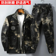 Men Clothing Two Pieces Set 2023 Training Two-piece Sweat-shirt Cargo Pants Man Apparel Heavy Jackets Labor Work Camouflage Suit