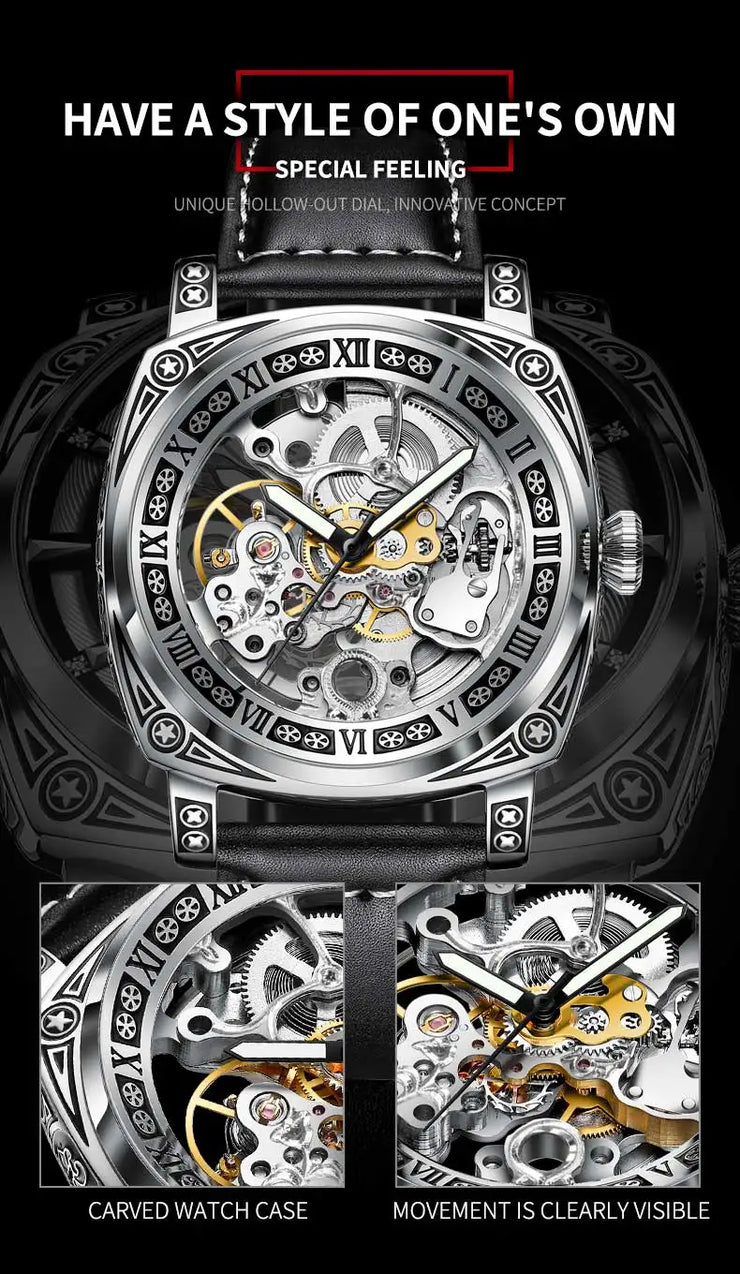 Authentic Brand Carved Watches Fully Automatic men watches Hollowed Fashion Mechanical Watches luxury MAN WATCH Reloj Hombre