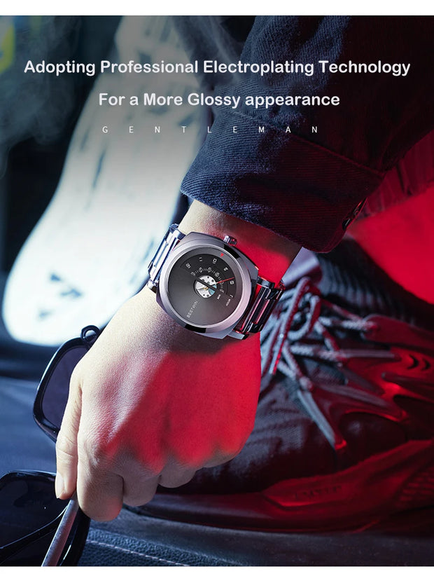 UTHAI Men's Quartz Watch Fashion Leisure Business Watch Waterproof Personalized Pointer Alloy Steel Band Watch