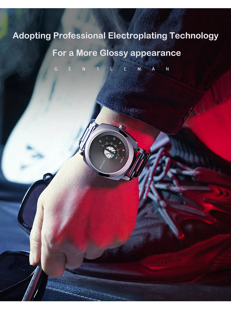 UTHAI Men's Quartz Watch Fashion Leisure Business Watch Waterproof Personalized Pointer Alloy Steel Band Watch