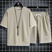 Summer Men's Sports Set  Casual T-Shirt And Shorts Set Male Sports Suit Solid Color Tracksuit Loose Suits Size 3XL