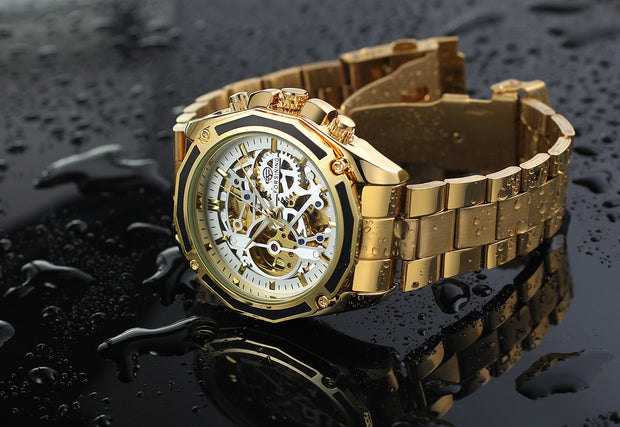 2024 Stainless Steel Skeleton Mechanical Watch Male Automatic Movement Man Wrist Watches Waterproof High End Luxury reloj hombre
