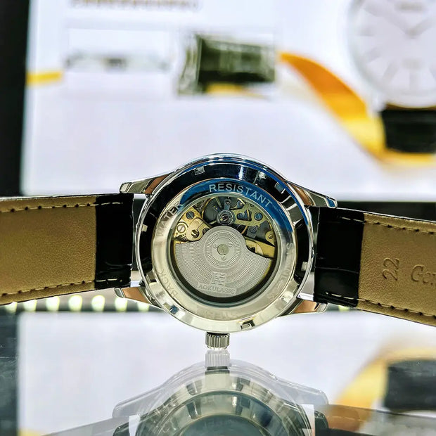 Luxury Brand Mechanical Watch for Men Rotating Star Dial Fashion Rainbow Case Automatic Watches Genuine Leather Strap Wristwatch