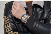 New Fashion Hollow Automatic Mechanical Watches Men Business Casual Leather Skeleton Tourbillon Wrist Watch Relogio Masculino
