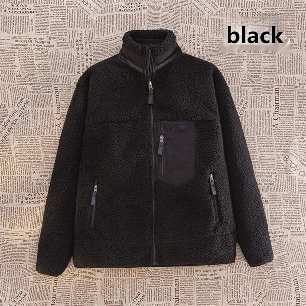 Motorcycle Outdoor Wool Jacket Men Women Double Sided Thick Plush Rider Ride Suit Lambing Wool Windproof Warm Fashionable Jacket