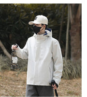 Men Outdoor Hiking Camp Waterproof Windproof Outerwear Spring Fall Lightweight Tops Fashion Casual Daily Coat Hooded Rain Jacket