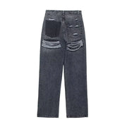TRAFZA Jeans For Women 2024 Denim Solid Loose Zipper Fly Female Hole Trouser Pockets Wild Basic Commute Woman Wide Leg Long Pant