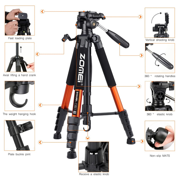 187cm/73.6in Tall Zomei Aluminum Alloy Portable Tripod
