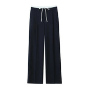Willshela Women Fashion Solid Lace Up Side Zipper Straight Pants Vintage High Elastic Waist Female Chic Lady Trousers