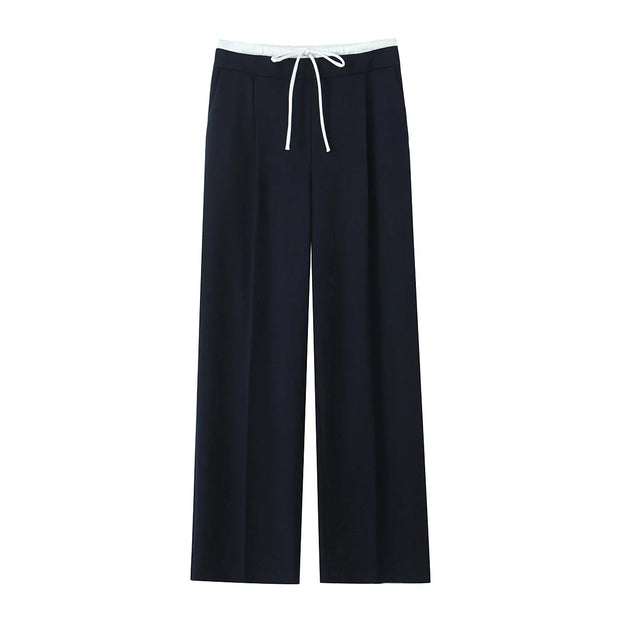 Willshela Women Fashion Solid Lace Up Side Zipper Straight Pants Vintage High Elastic Waist Female Chic Lady Trousers