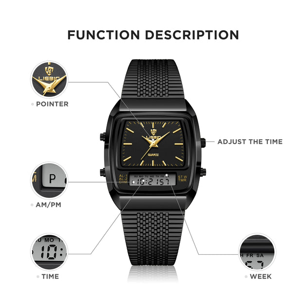New Fashion Golden Steel Strap Quartz Sport Watch