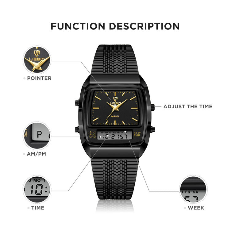 New Fashion Golden Steel Strap Quartz Sport Watch